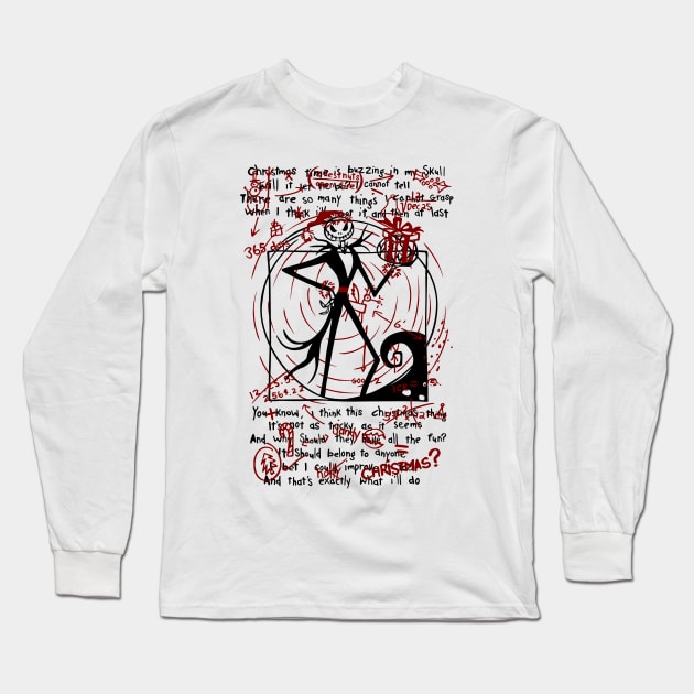 Vitruvian Nightmare Long Sleeve T-Shirt by Hallowscream